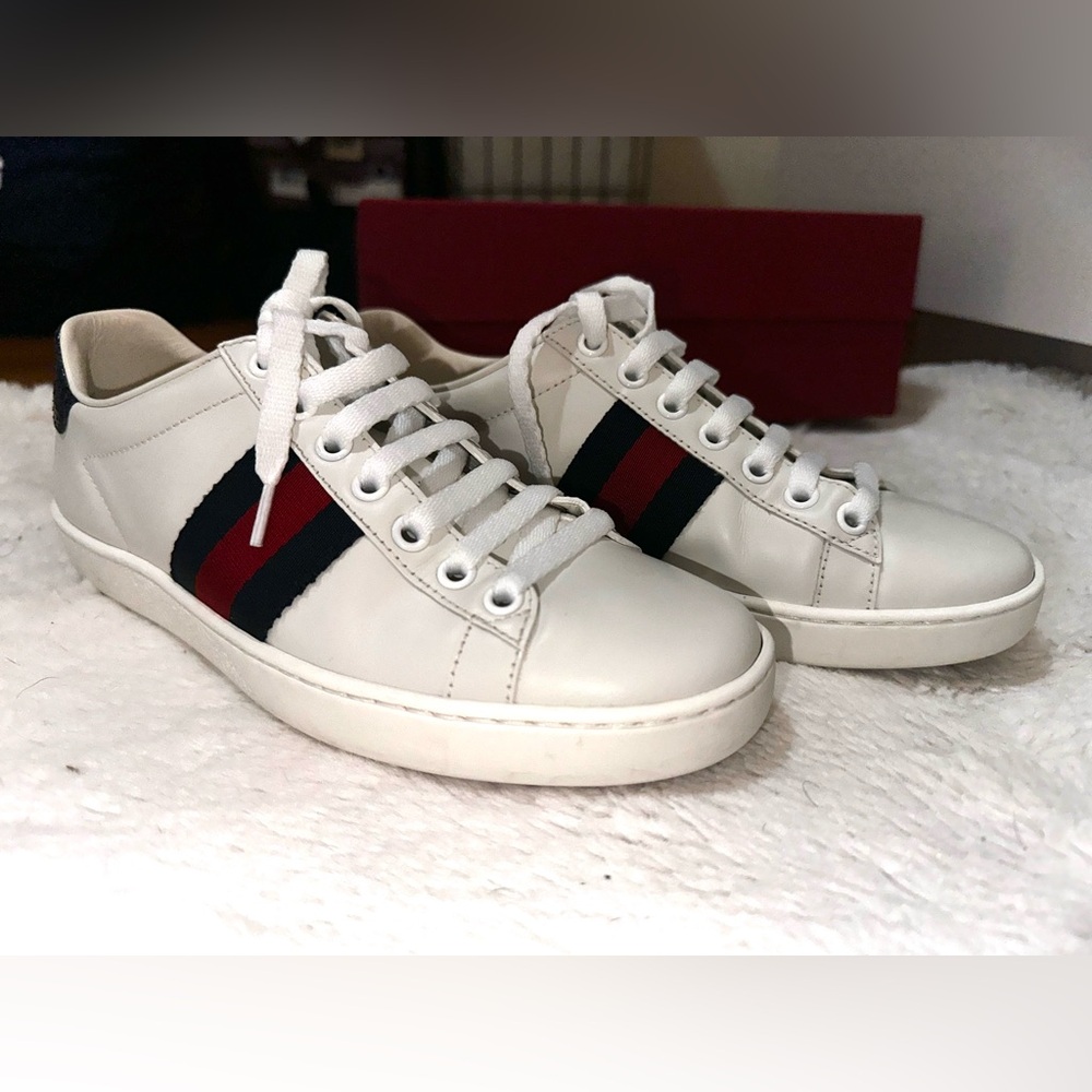 Rare Gucci Ace Leather 'White Blue'